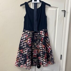 Sleeveless Black Floral Midi Dress